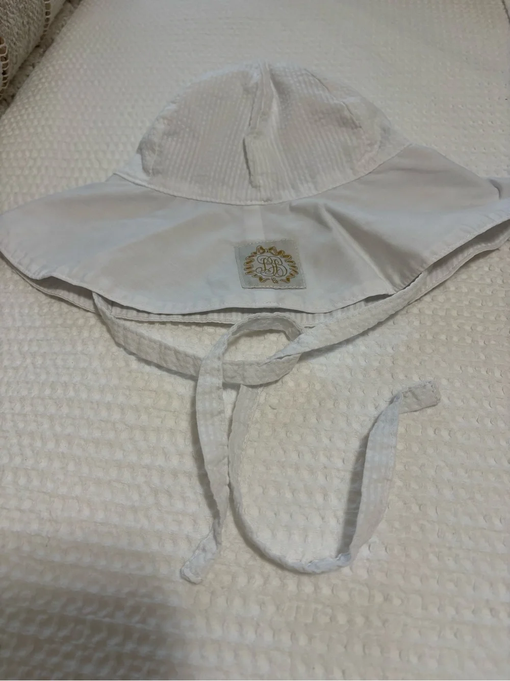 White Baby Sun Hat with Tie Strap
